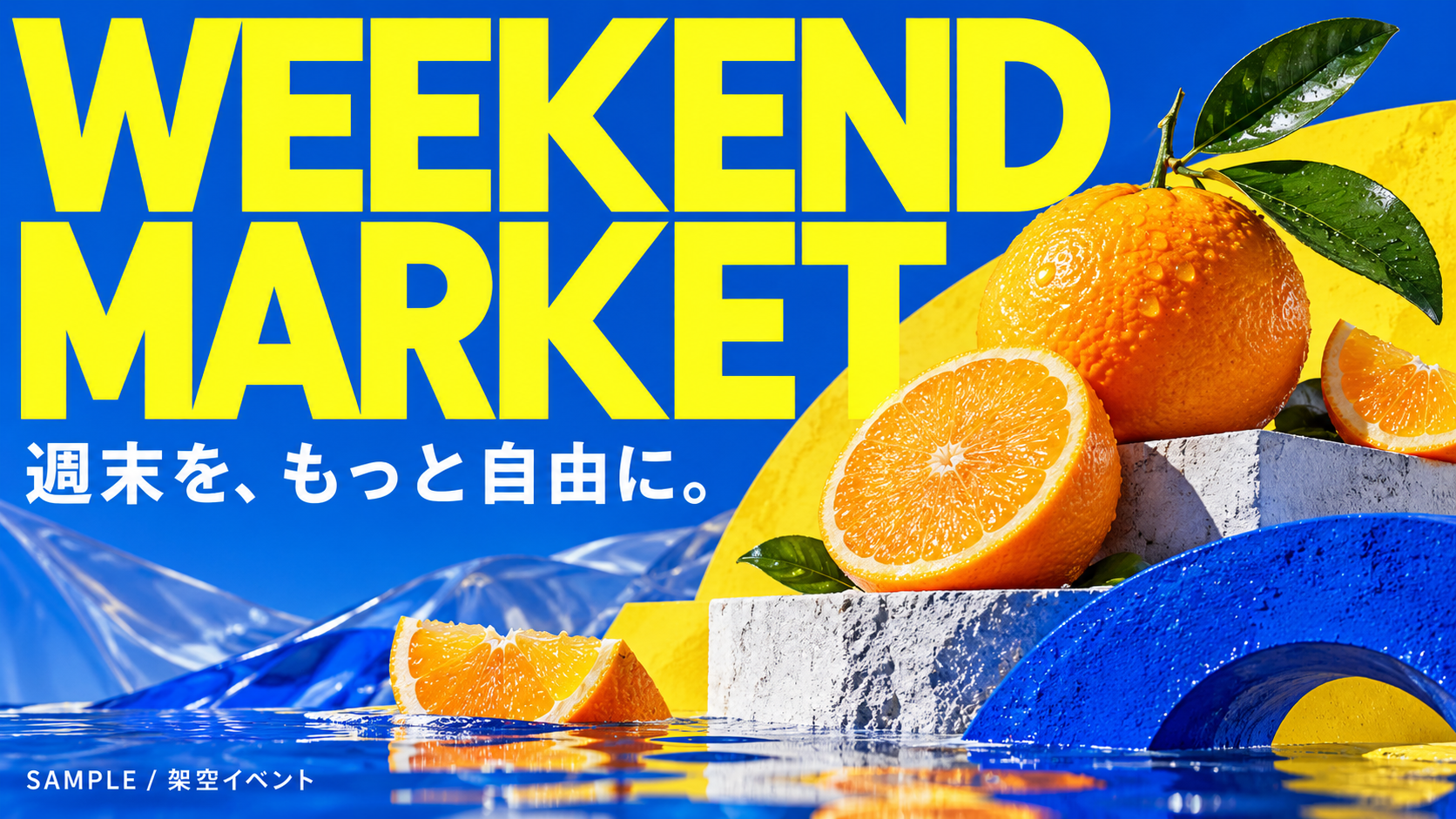 WEEKEND MARKETのオリジナル広告画像。架空案件の制作サンプル。
