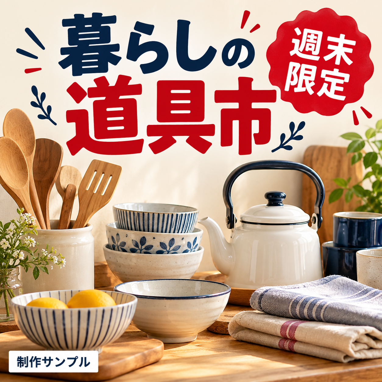 暮らしの道具市のオリジナル広告画像。架空案件の制作サンプル。